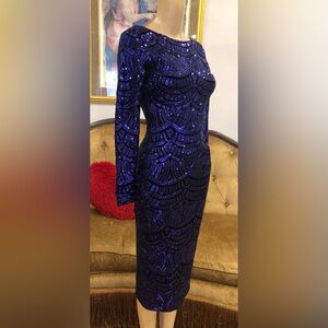 Dress the population purple sequin dress, knee length, XS excellent